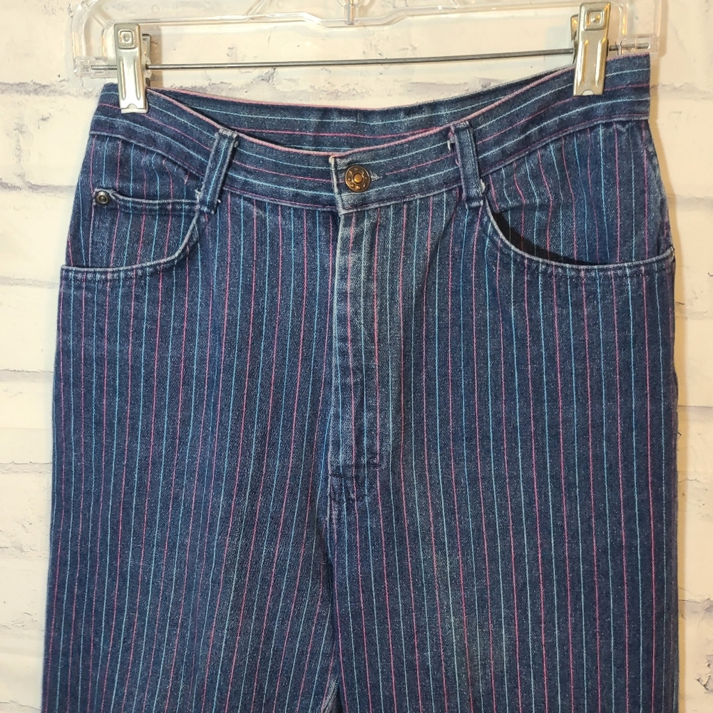Vintage Liz Thomas Pinstripe Hi Rise Jeans - Picture 5 of 6